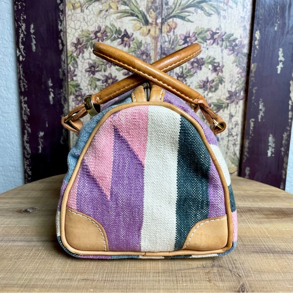 T. Cappelli Vintage Aztec Southwestern Bag Authentic with Gold Ring Leather Trim - Picture 8 of 10